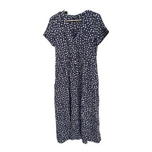 Madewell Women's Flower Print Long Midi Dress, Blue, XS